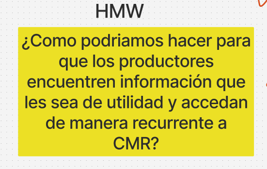Pregunta How Might We sobre cómo facilitar que los productores encuentren información útil en CMR